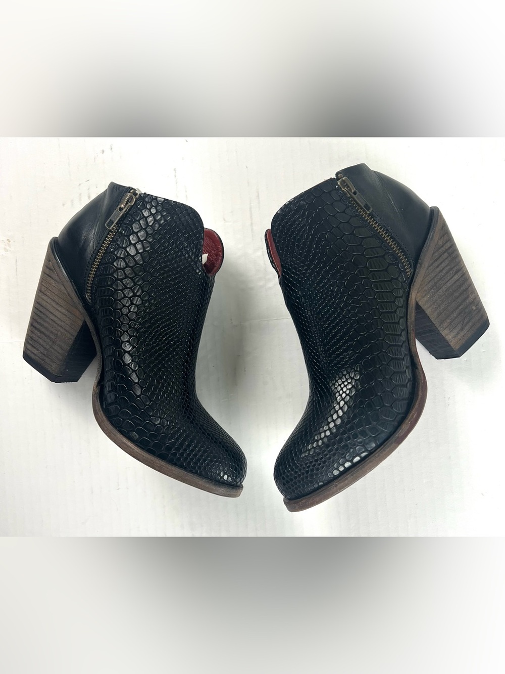 Freebird Detroit Black Snake Embossed Leather Ankle Boots - Picture 6 of 14